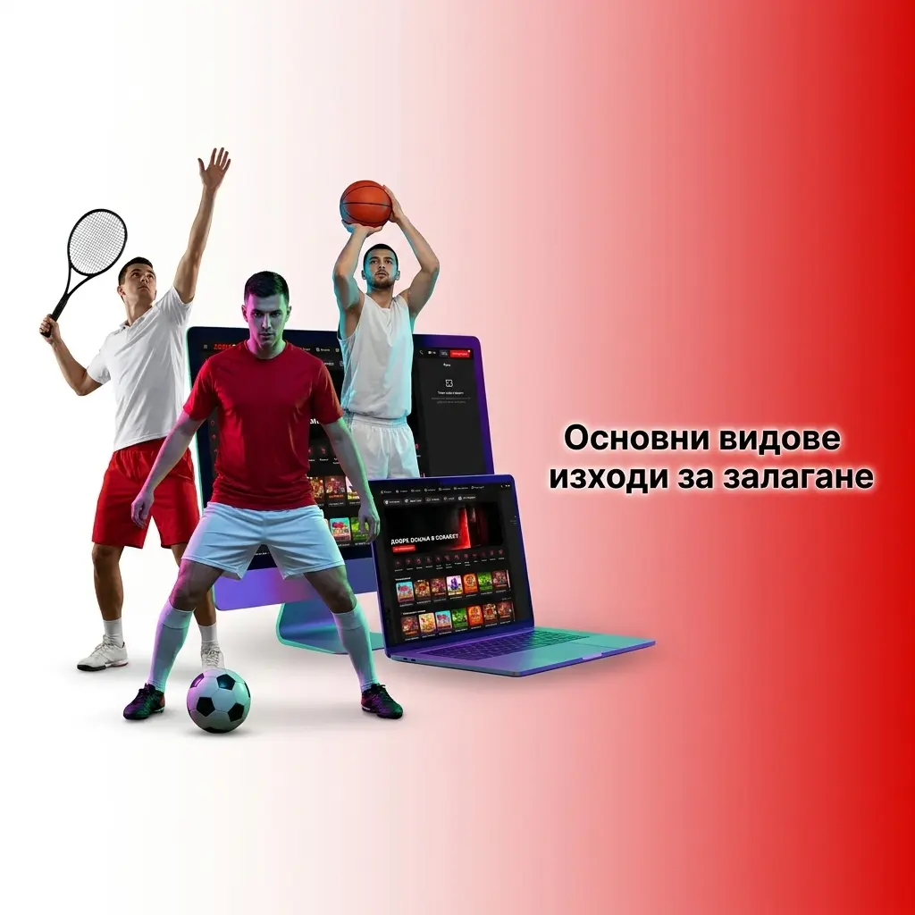 Основни видове изходи за спортно залагане: краен резултат 1X2, под/над брой голове и двоен шанс.