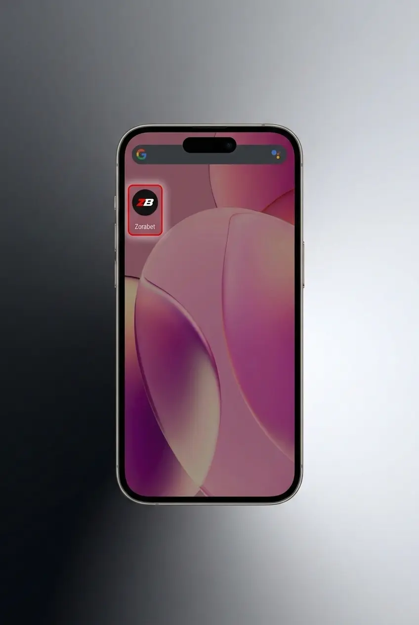 Екран на смартфон с 4-те лесни стъпки за изтегляне на ZoraBet APK за Android.